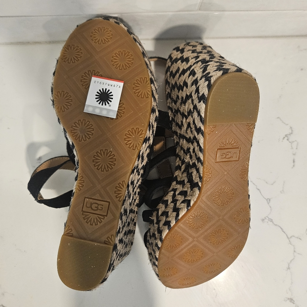 UGG Cressida Wedge Sandal. Size 8. Black Suede. New without Box. Never worn. - Picture 5 of 7